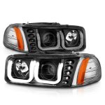 1999 GMC Sierra Black Projector Headlights DRL LED