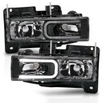 1995 Chevy 1500 Pickup Black Headlights C-Tube DRL