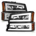 2006 Chevy Avalanche Black Headlights Set LED DRL