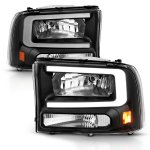 Ford F250 Super Duty 1999-2004 Black Tube DRL Headlights