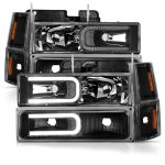 Chevy Tahoe 1995-1999 Black Headlights Bumper Lights DRL