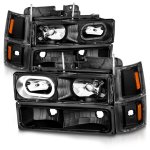 1996 Chevy 2500 Pickup Black Halo Headlights Set