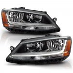 VW Jetta 2011-2018 Black Headlights LED DRL