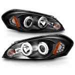 Chevy Monte Carlo 2006-2007 Black Projector Headlights with CCFL Halo and LED