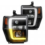 2008 Ford F550 Super Duty Black Low Beam LED Projector Headlights DRL Switchback Signals