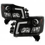 2010 Nissan Titan Black LED Low Beam Projector Headlights DRL