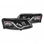 2007 Audi A6 Black Projector Headlights LED DRL