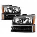 2004 Chevy Silverado 2500 Black Headlights LED Bumper Lights