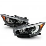 Infiniti Q50 2014-2017 Black Projector LED Headlights DRL