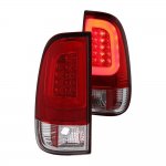 2002 Ford F450 Super Duty Red Clear LED Tail Lights Tube