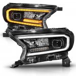 Ford Ranger XL 2019-2023 Black Projector Headlights LED DRL Switchback Signals