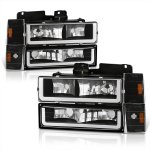 Chevy 3500 Pickup 1988-1993 Black LED DRL Headlights Bumper Lights