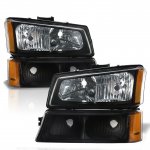 Chevy Avalanche 2003-2006 Black Headlights Blackout Bumper Lights