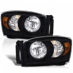 Dodge Ram 3500 2006-2009 Black Euro Headlights