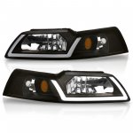 2000 Ford Mustang Black Headlights LED DRL