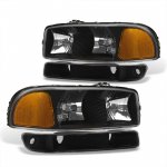 GMC Sierra 1500HD 2001-2007 Black Headlights Bumper Lights