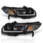 2010 Honda Civic Coupe Black Headlights LED DRL