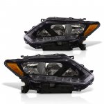2015 Nissan Rogue Headlights LED DRL Black