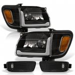 2001 Toyota Tacoma Black LED DRL Headlights and Fog Lights