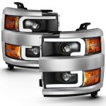 2015 Chevy Silverado 3500HD Black LED DRL Projector Headlights Chrome Bezels A1