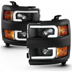 2015 Chevy Silverado 3500HD Black LED DRL Projector Headlights A1