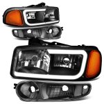 GMC Yukon XL Denali 2001-2006 Black Headlights Set LED DRL N2