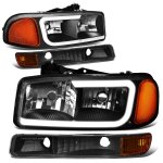 2004 GMC Sierra 2500HD Black Headlights Set LED DRL N2