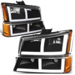 2004 Chevy Avalanche Black LED DRL Headlights Bumper Lights N4