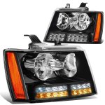 Chevy Avalanche 2007-2013 Black Headlights LED DRL Signals