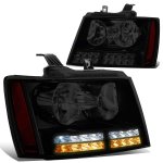 2012 Chevy Avalanche Black Smoked Headlights LED DRL Signals