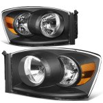 Dodge Ram 2500 2006-2009 Headlights Black Housing