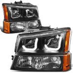 2006 Chevy Avalanche Black LED DRL Headlights Set N3