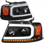 2007 Lincoln Mark LT Black Projector Headlights LED DRL Signals N5