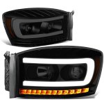 2008 Dodge Ram 2500 Black Smoked Projector Headlights LED DRL Signals N1