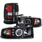 1994 Dodge Ram 2500 Black Projector Headlights and LED Tail Lights