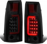 1991 Chevy 3500 Pickup Black Smoked LED Tail Lights Red Tube