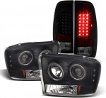 2000 Ford F550 Super Duty Black Smoked Halo Projector Headlights LED Tail Lights