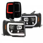 2011 GMC Sierra 2500HD Black DRL Projector Headlights Smoked LED Tail Lights