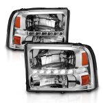 2001 Ford F350 Super Duty Clear Crystal Headlights with LED