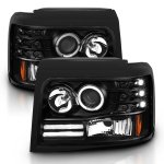 Ford F350 1992-1996 Black Projector Headlights with Halo and LED