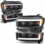 Chevy Silverado 1500 2019-2021 Black Projector Headlights LED DRL