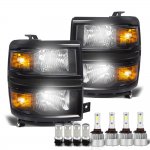 2015 Chevy Silverado 1500 Black Headlights LED Bulbs Complete Kit