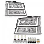 Chevy Silverado 2003-2006 Tube DRL Headlights Bumper Light LED Bulbs Complete Kit