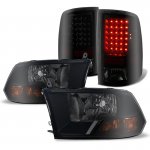 Dodge Ram 2009-2012 Black Smoked Headlights LED Tail Lights Set