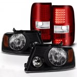 Ford F150 2004-2008 Black Headlights LED Tail Lights Red