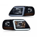 Ford Expedition 1997-2002 Black Smoked Euro Headlights and Corner Lights Tube