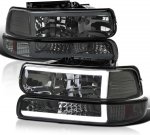 Chevy Suburban 2000-2006 Smoked LED Tube DRL Headlights