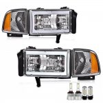 Dodge Ram 1994-2001 Chrome Tube DRL LED Headlight Bulbs Set Complete Kit