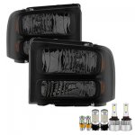 Ford F250 Super Duty 1999-2004 Black Smoked LED Headlight Bulbs Set Complete Kit