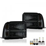 Ford F350 Super Duty 2005-2007 Smoked LED Headlight Bulbs Set Complete Kit